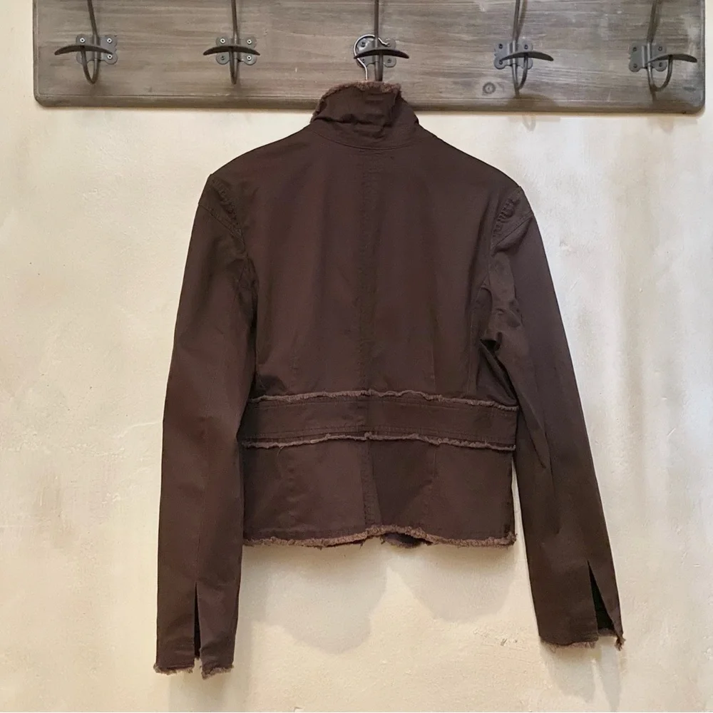 πͺΆ3/$50 Boho Raw Edge Fringe Brown REWIND L/S Fine Corduroy Blazer-XL - Picture 6 of 16